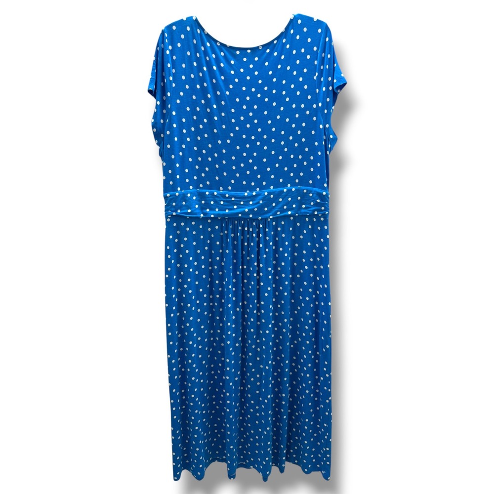 Boden Amelie Jersey Midi Dress Blue White Polka Dot Pockets US 16-18R D0982 - Picture 6 of 10